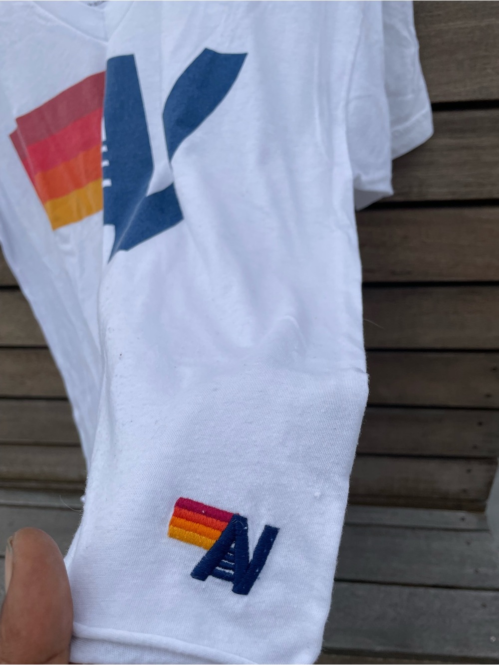 Aviator Nation White V-Neck Tee | Size L - Picture 3 of 5